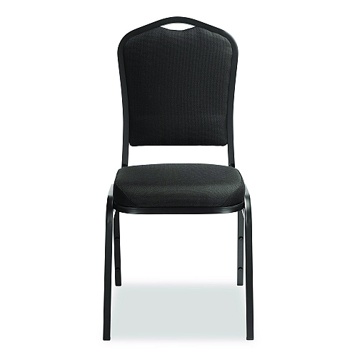 NPS 9300 Series Deluxe Upholstered Stack Chair, Fabric, Supports 500 lb, 19" Seat Height, Ebony Black Seat/Back, Black Base, 2/PK (9360BT2)
