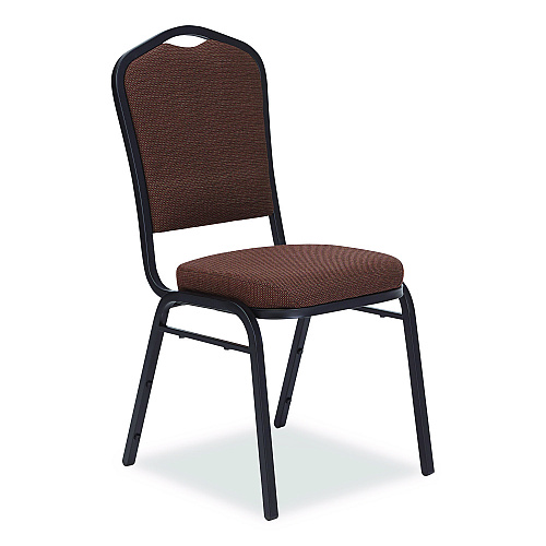 NPS 9300 Series Deluxe Upholstered Stack Chair, Fabric, Supports 500 lb, 19" Seat Height, Chocolatier Seat/Back, Black Base, 2/PK (9361BT2)