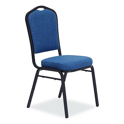 NPS 9300 Series Deluxe Upholstered Stack Chair, Fabric, Supports 500 lb, 19" Seat Ht, Natural Blue Seat/Back, Black Base, 2/Pack (9374BT2)