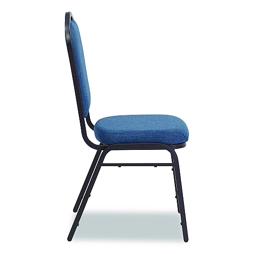 NPS 9300 Series Deluxe Upholstered Stack Chair, Fabric, Supports 500 lb, 19" Seat Ht, Natural Blue Seat/Back, Black Base, 2/Pack (9374BT2)