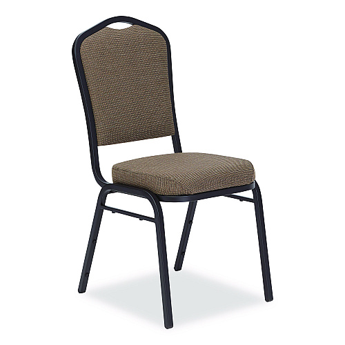 NPS 9300 Series Deluxe Upholstered Stack Chair, Fabric, Supports 500 lb, 19" Seat Ht, Natural Taupe Seat/Back, Black Base, 2/Pack (9378BT2)