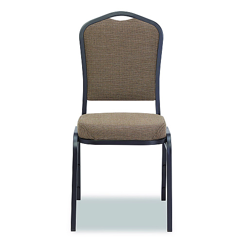 NPS 9300 Series Deluxe Upholstered Stack Chair, Fabric, Supports 500 lb, 19" Seat Ht, Natural Taupe Seat/Back, Black Base, 2/Pack (9378BT2)