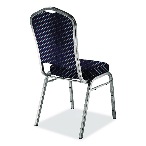 NPS 9300 Series Deluxe Upholstered Stack Chair, Fabric, Supports 500 lb, 19" Seat Ht, Diamond Navy Seat/Back, Silver Base, 2/Pack (9364SV2)