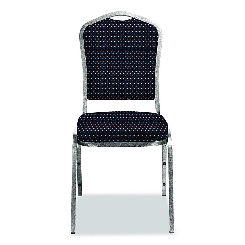 NPS 9300 Series Deluxe Upholstered Stack Chair, Fabric, Supports 500 lb, 19" Seat Ht, Diamond Navy Seat/Back, Silver Base, 2/Pack (9364SV2)