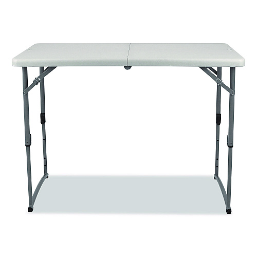 NPS Plastic Fold-in-Half Adjustable Height Table, Rectangular, 24w x 48d x 22h to 35h, Speckled Gray Top, Gray Base/Legs (BFHT2448A)