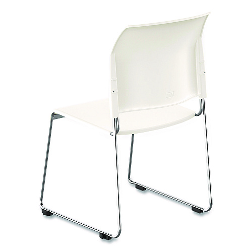 NPS 8800 Series Cafetorium Plastic Stack Chair, Supports Up to 500 lb, 18" Seat Height, White Seat/Back, Chrome Base, 4/Carton (880111014)