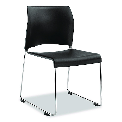 NPS 8800 Series Cafetorium Plastic Stack Chair, Supports Up to 500 lb, 18" Seat Height, Black Seat/Back, Chrome Base, 4/Carton (881011104)
