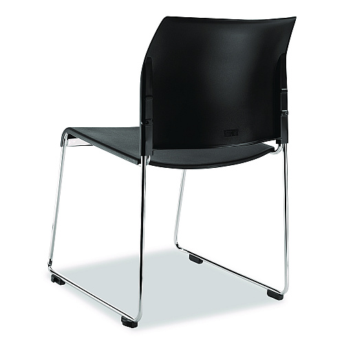 NPS 8800 Series Cafetorium Plastic Stack Chair, Supports Up to 500 lb, 18" Seat Height, Black Seat/Back, Chrome Base, 4/Carton (881011104)