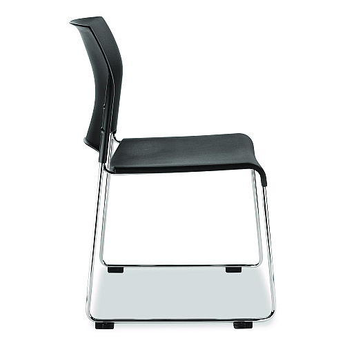NPS 8800 Series Cafetorium Plastic Stack Chair, Supports Up to 500 lb, 18" Seat Height, Black Seat/Back, Chrome Base, 4/Carton (881011104)