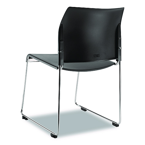 NPS 8800 Series Cafetorium Plastic Stack Chair, Supports Up to 500 lb, 18" Seat Height, Charcoal Seat/Back, Chrome Base, 4/Carton (882011204)