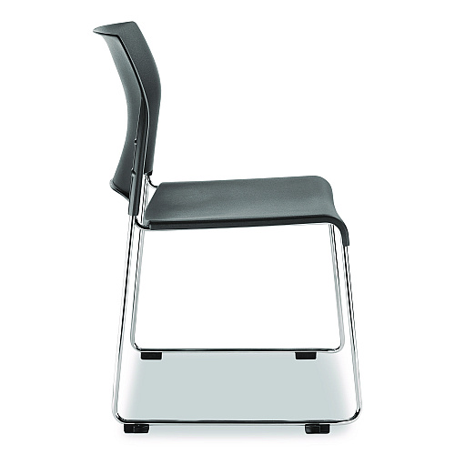 NPS 8800 Series Cafetorium Plastic Stack Chair, Supports Up to 500 lb, 18" Seat Height, Charcoal Seat/Back, Chrome Base, 4/Carton (882011204)
