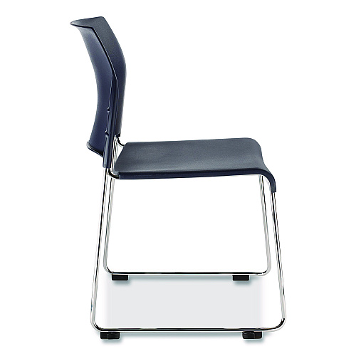 NPS 8800 Series Cafetorium Plastic Stack Chair, Supports Up to 500 lb, 18" Seat Height, Blue Seat/Back, Chrome Base, 4/Carton (880411044)