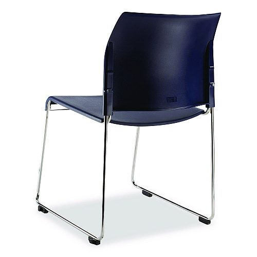 NPS 8800 Series Cafetorium Plastic Stack Chair, Supports Up to 500 lb, 18" Seat Height, Blue Seat/Back, Chrome Base, 4/Carton (880411044)