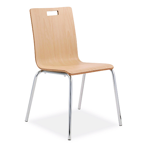 NPS Bushwick Series Bentwood Chair, Supports Up to 500 lb, 18" Seat Height, Natural Seat, Natural Back, Chrome Base, 4/Carton (BCC224)