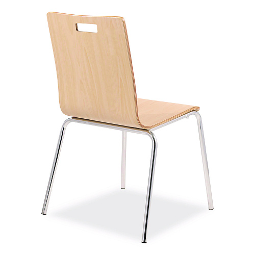NPS Bushwick Series Bentwood Chair, Supports Up to 500 lb, 18" Seat Height, Natural Seat, Natural Back, Chrome Base, 4/Carton (BCC224)