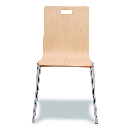 NPS Bushwick Series Bentwood Chair, Supports Up to 500 lb, 18" Seat Height, Natural Seat, Natural Back, Chrome Base, 4/Carton (BCC224)
