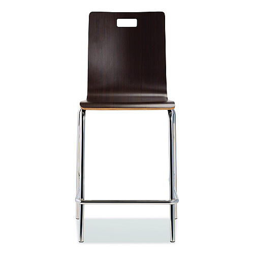 NPS Bushwick Series Bentwood Stool, Counter Height, Supports Up to 500 lb, 24" Seat Height, Espresso Seat/Back, Chrome Base, 4/CT (BCM214)