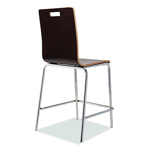 NPS Bushwick Series Bentwood Stool, Counter Height, Supports Up to 500 lb, 24" Seat Height, Espresso Seat/Back, Chrome Base, 4/CT (BCM214)