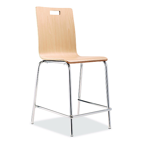 NPS Bushwick Series Bentwood Stool, Counter Height, Supports Up to 500 lb, 24" Seat Height, Natural Seat/Back, Chrome Base, 4/CT (BCM224)