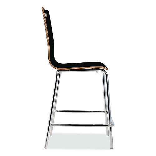 NPS Bushwick Series Bentwood Stool, Counter Height, Supports Up to 500 lb, 24" Seat Height, Black Seat/Back, Chrome Base, 4/CT (BCM234)