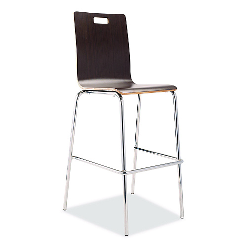 NPS Bushwick Series Bentwood Stool, Supports Up to 500 lb, 30" Seat Height, Espresso Seat, Espresso Back, Chrome Base, 4/Carton (BCS214)