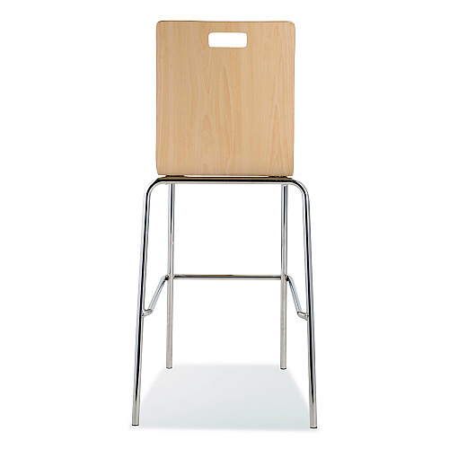 NPS Bushwick Series Bentwood Stool, Supports Up to 500 lb, 30" Seat Height, Natural Seat, Natural Back, Chrome Base, 4/Carton (BCS224)