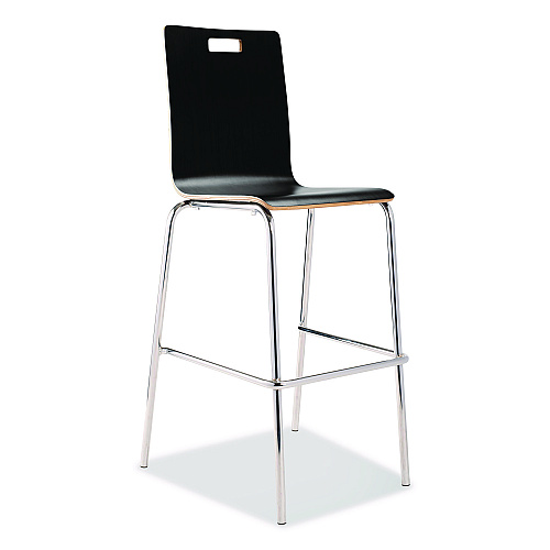 NPS Bushwick Series Bentwood Stool, Supports Up to 500 lb, 30" Seat Height, Black Seat, Black Back, Chrome Base, 4/Carton (BCS234)