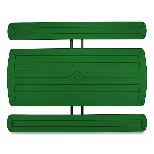 NPS Blow Molded Folding Picnic Table, Rectangular, 57w x 72d x 29.5h, Green Top, Black Base/Legs (BMPT3072BK06)