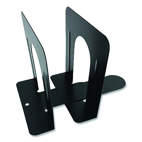 Huron Steel Bookends, Contemporary Style, Nonskid Base, 6 x 8 x 9.25, Black, Pair (HASZ0039)