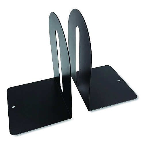 Huron Steel Bookends, Fashion Style, Nonskid Base, 5.5 x 4.75 x 7.25, Black, Pair (HASZ0089)