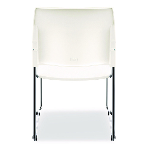 NPS 8800 Series Cafetorium Plastic Stack Chair, Supports Up to 500 lb, 18" Seat Height, White Seat/Back, Chrome Base, 4/Carton (880111014)