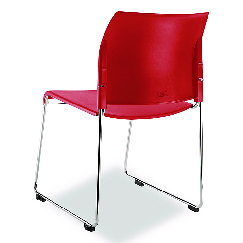 NPS 8800 Series Cafetorium Plastic Stack Chair, Supports Up to 500 lb, 18" Seat Height, Red Seat, Red Back, Chrome Base, 4/Carton (881711174)