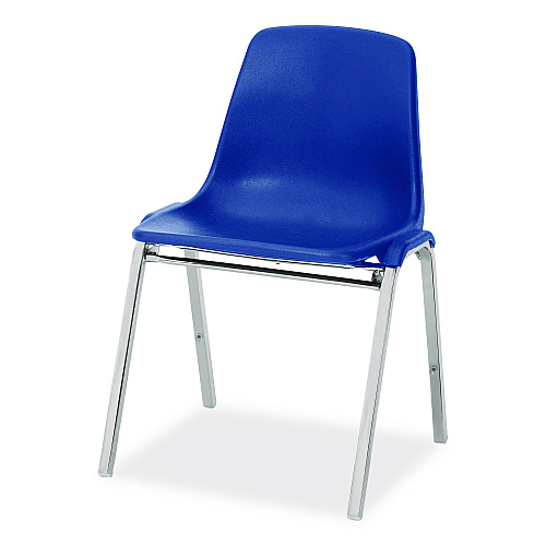 NPS 8100 Series Poly Shell Stacking Chair, Supports Up to 500 lb, 18" Seat Height, Blue Seat, Blue Back, Chrome Base, 4/Carton (81254)