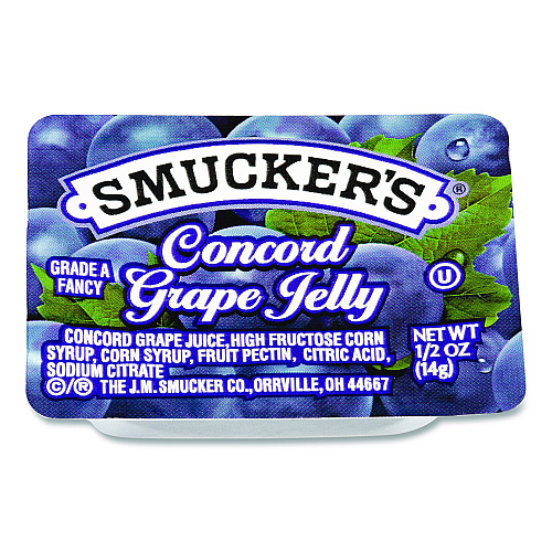 Smucker's Jelly/Jam Plastic Portion Control Cups, Grape, 0.5 oz Cup, 200/Carton (00764)