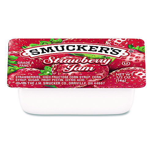 Smucker's Jelly/Jam Plastic Portion Control Cups, Strawberry, 0.5 oz Cup, 200/Carton (00767)