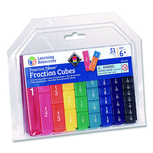 Learning Resources Fraction Tower Fraction Cubes, Grades 1 to 4, 51 Pieces (LER2510)