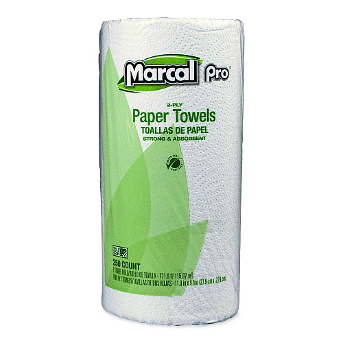 Marcal 100% Premium Recycled Kitchen Roll Towels, 2-Ply, 11 x 8.8, White, 12 Rolls/Carton (250HC)