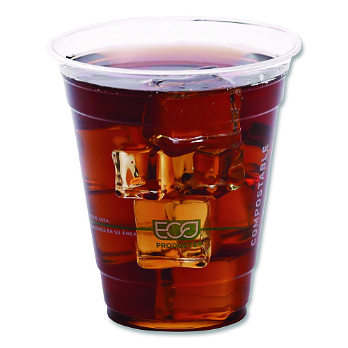 Eco-Products GreenStripe Renewable and Compostable Cold Cups, 12 oz, Plastic, Clear, 50/Pack (EPCC12GSPK)
