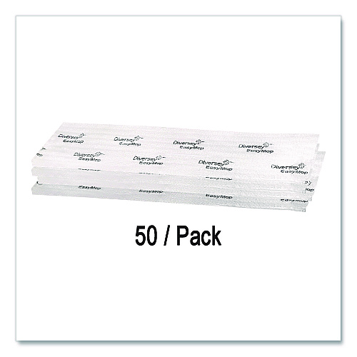 Diversey EasyMop Microfiber Dust Mop Pads, 16 x 5.3, White, 50/Pack (D1232214)