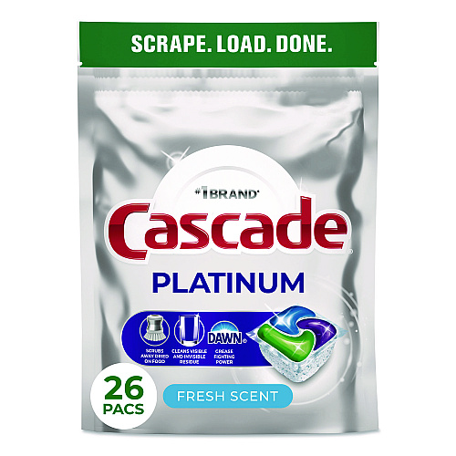 Cascade Platinum ActionPacs, Fresh Scent, 14 oz Pack, 26 Pods/Pack, 4 Packs/Carton (15536)
