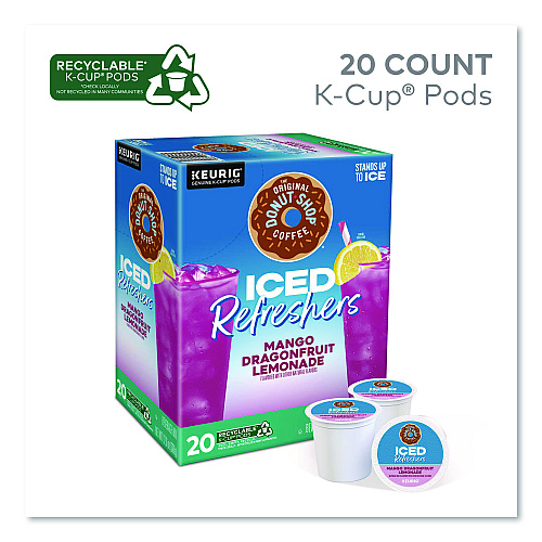 The Original Donut Shop ICED Refreshers K-Cup Pods, Mango Dragonfruit Lemonade, 20/Box (0532)