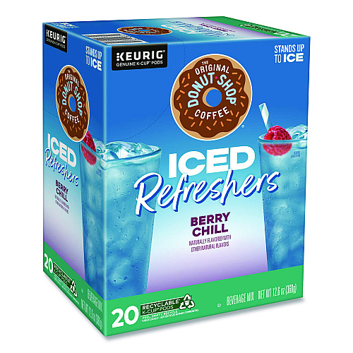 The Original Donut Shop ICED Refreshers K-Cup Pods, Berry Chill, 20/Box, 4 Boxes/Carton (0631CT)
