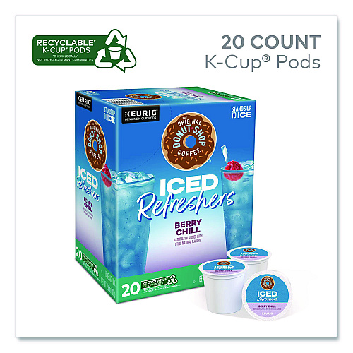 The Original Donut Shop ICED Refreshers K-Cup Pods, Berry Chill, 20/Box, 4 Boxes/Carton (0631CT)