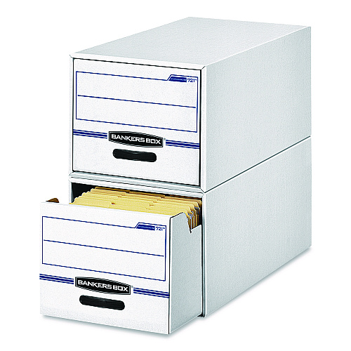 Bankers Box STOR/DRAWER Basic Space-Savings Storage Drawers, Letter Files, 14" x 25.5" x 11.5", White/Blue (00721EA)
