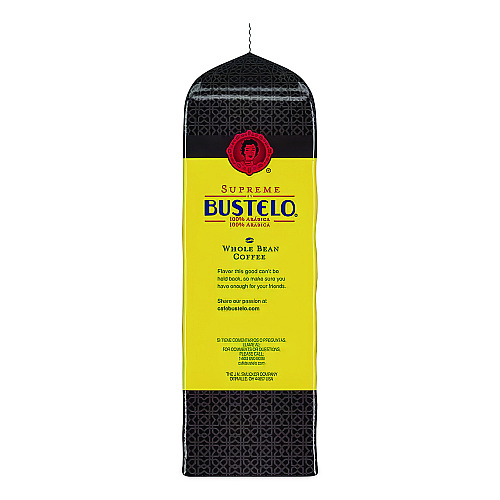 Cafe Bustelo Supreme Espresso-Style Whole Bean Coffee, Dark Roast, 2 lb Bag (01800)
