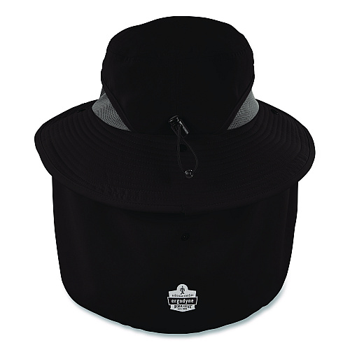 ergodyne Chill-Its 8934 Ranger Hat with Neck Shade, Microfiber/Polyester, Large/X-Large, Black (12726)