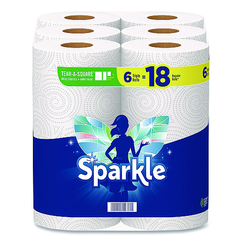 Sparkle Pick-A-Size Perforated Kitchen Triple Roll Towels with Thirst Pockets, 2-Ply, 11 x 6, White, 165 Sheets/Roll, 6 Rolls/Pack (22269501)