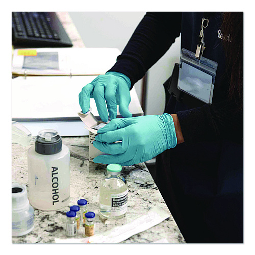 AMMEX Professional Nitrile Exam Gloves, Powder-Free, Medium, 3 mil Thick, 9.5" Long, Light Blue, 100/Box (APFN44100)