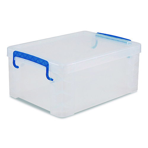 Advantus Super Stacker Lift-Off Lid Storage Tote, 14.25 x 10.3 x 6.5, Transparent/Blue (39811)