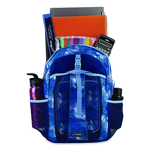 FUEL Bijoux Deluxe Backpack and Lunch Bag Bundle, Backpack: 13.5" x 7" x 18.5", Lunch Bag: 7.5" x 4.25" x 9", Light Blue Galaxy (110592STGX5)